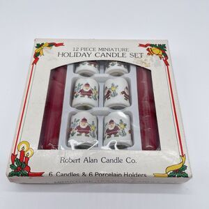 NEW Vintage Robert Alan 12 Piece Miniature Holiday Candle Set Santa Christmas